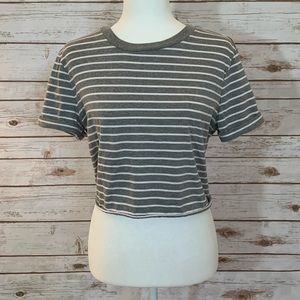 Forever 21 crop top, Gray/white stripes size M